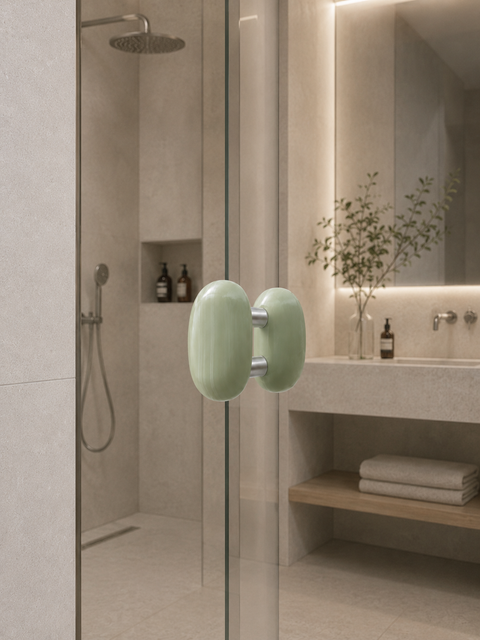 Green Onyx Pebble Door Handles