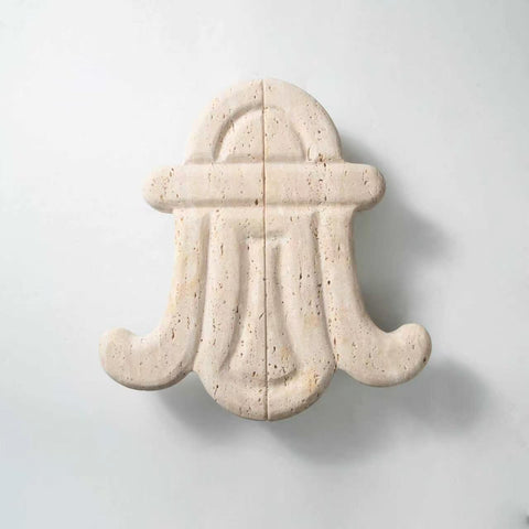 Fleur-Shape Beige Travertine Entrance Door Handle