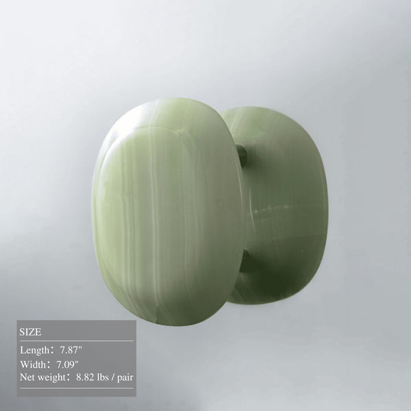 Green Onyx Pebble Door Handles