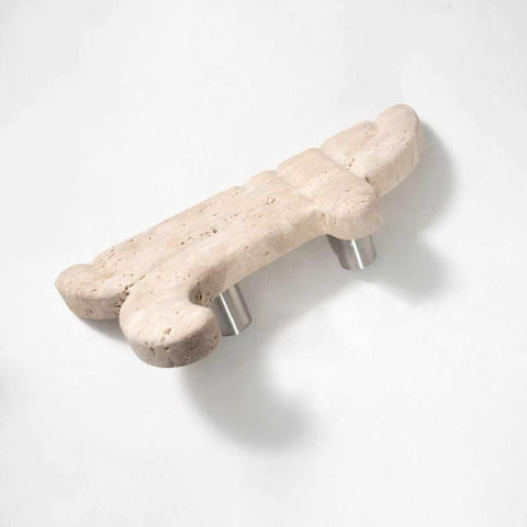 Fleur-Shape Beige Travertine Entrance Door Handle