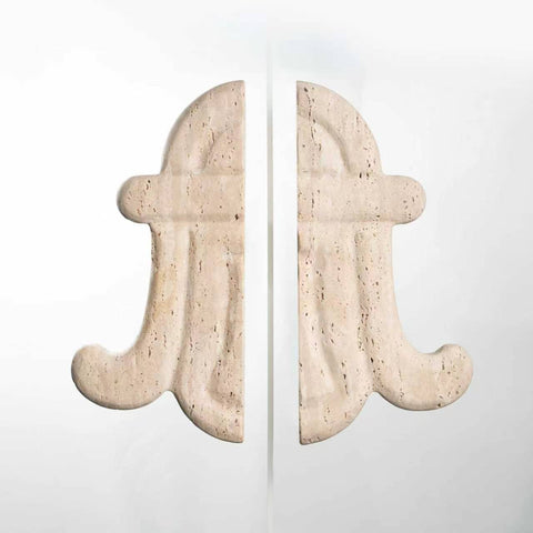 Fleur-Shape Beige Travertine Entrance Door Handle