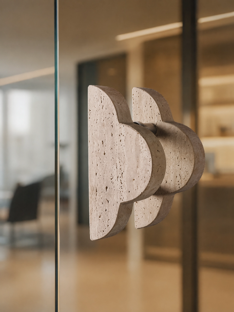 Cream Travertine Lotus Pull